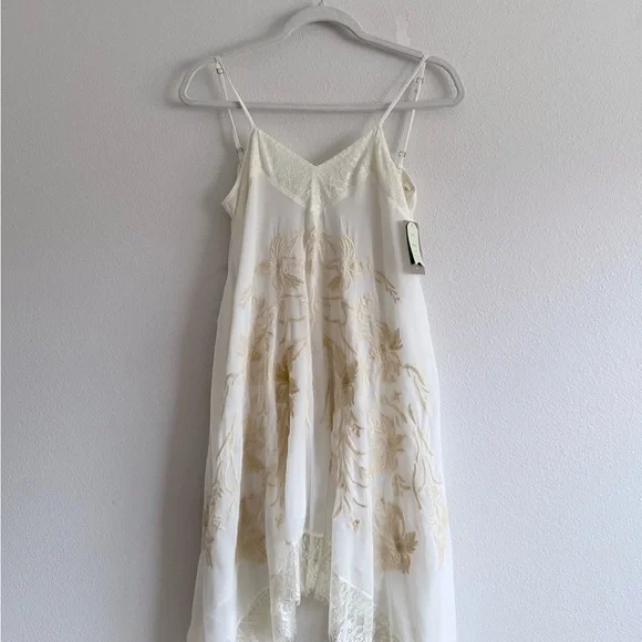 Anthropologie E by Eloise Maluku floral Embroidered Chemise lace Dress Ivory XS - Picture 10 of 10